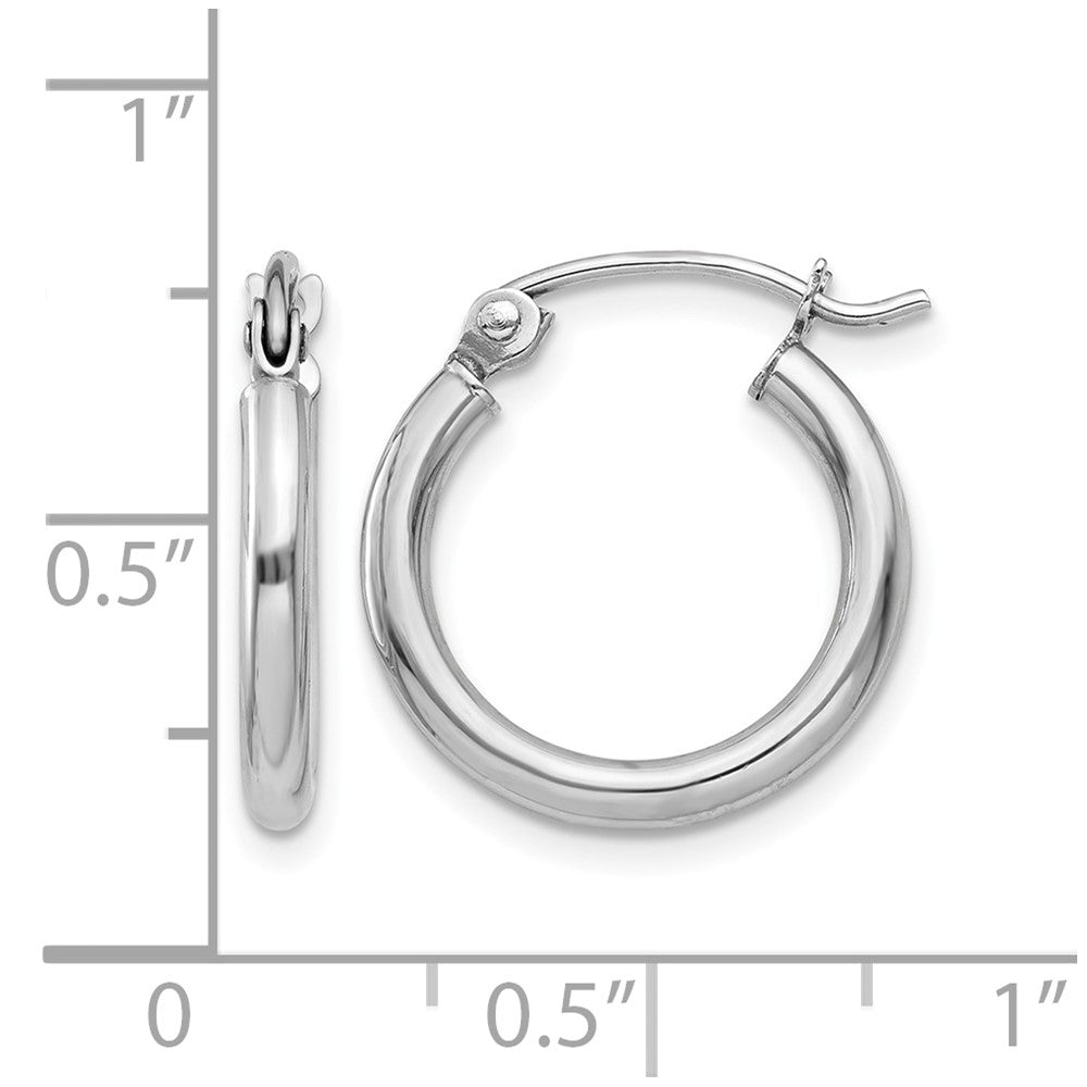 10K White Gold Polished 2x15mm Polished Hoop Earrings