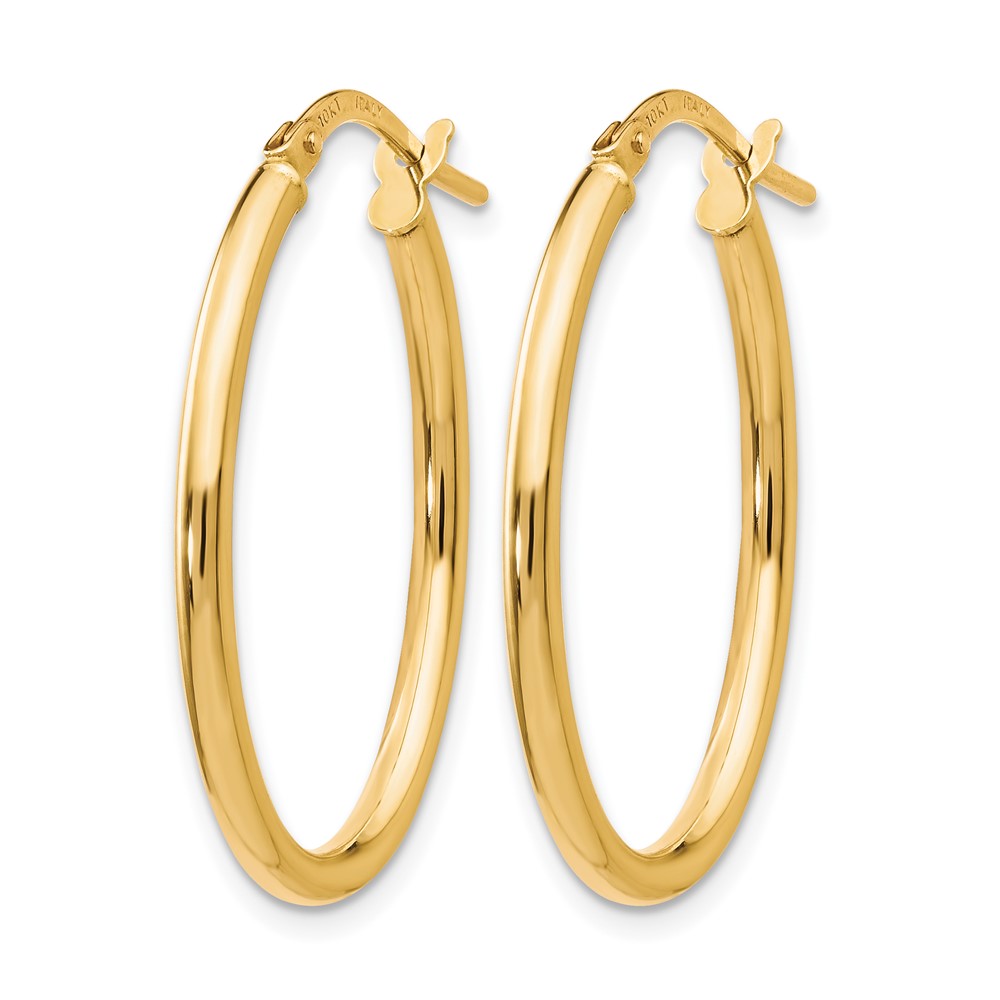 10K Polished Oval Hinged Hoop Earrings