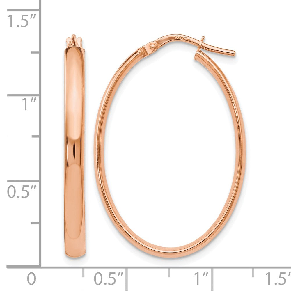10K Rose Gold Polished Oval Hoop Earrings
