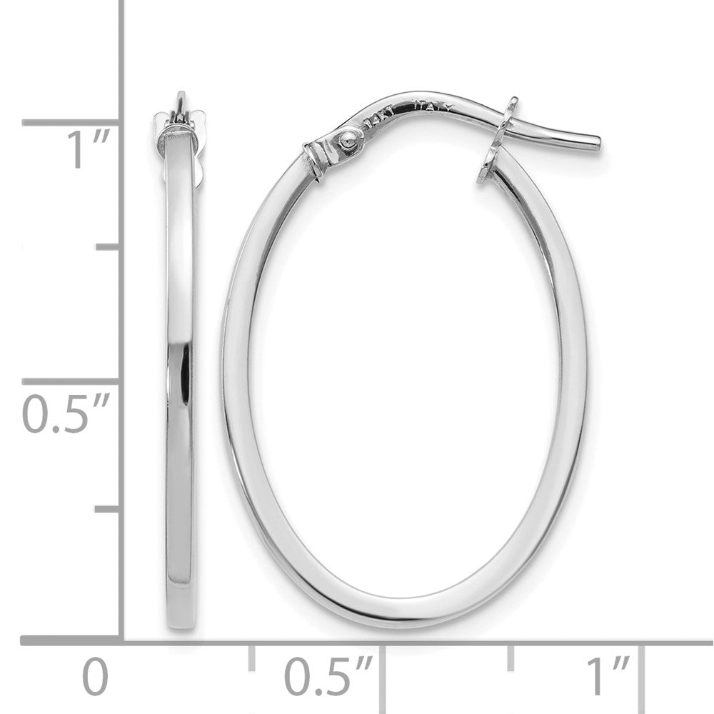 10K White Gold Polished Oval Hoop Earrings