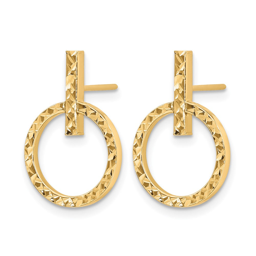10K Polished Diamond-cut Post Dangle Earrings