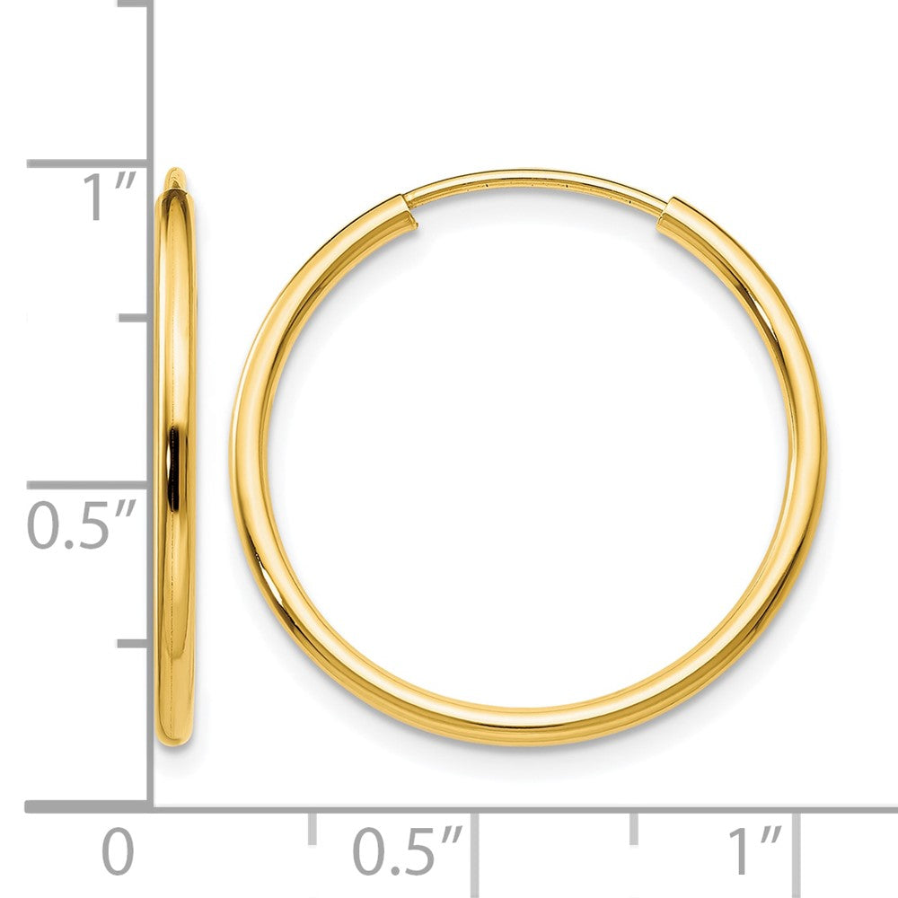 10K 1.5mm Polished Round Endless Hoop Earrings
