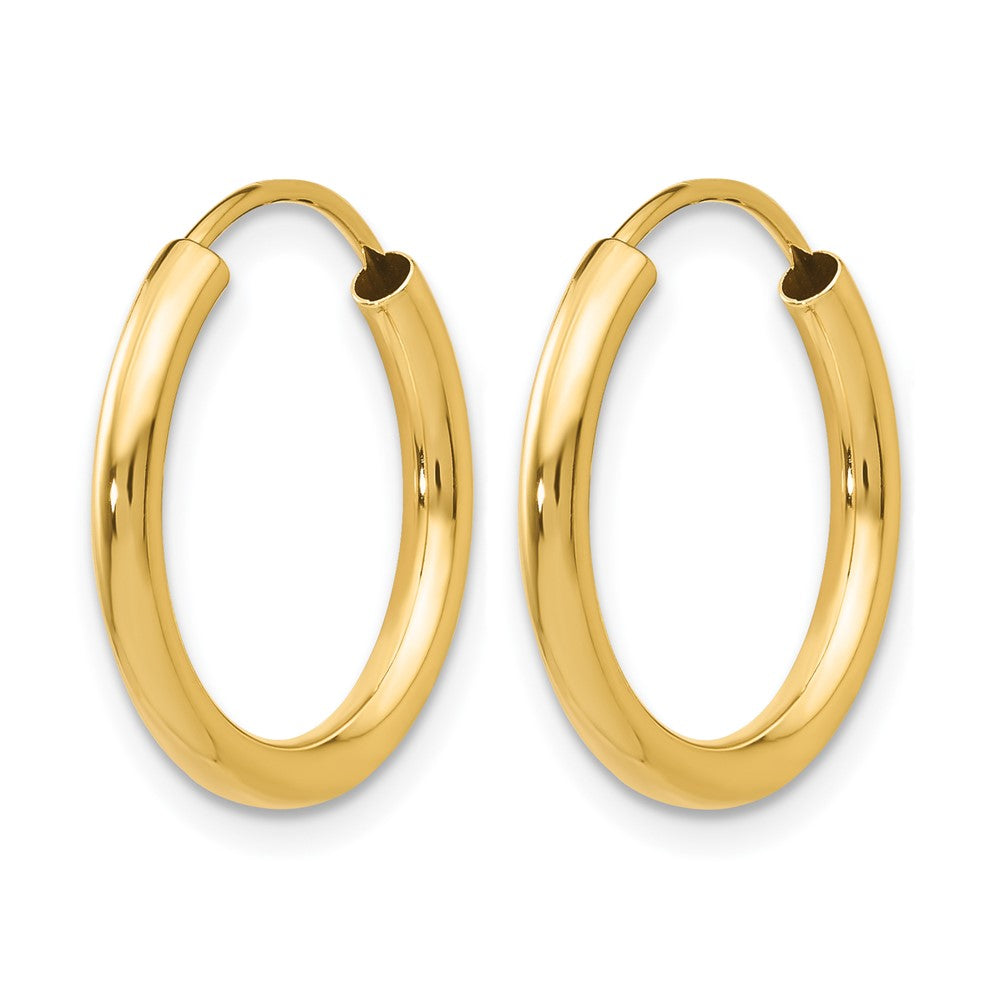 10K Polished Round Endless 2mm Hoop Earrings