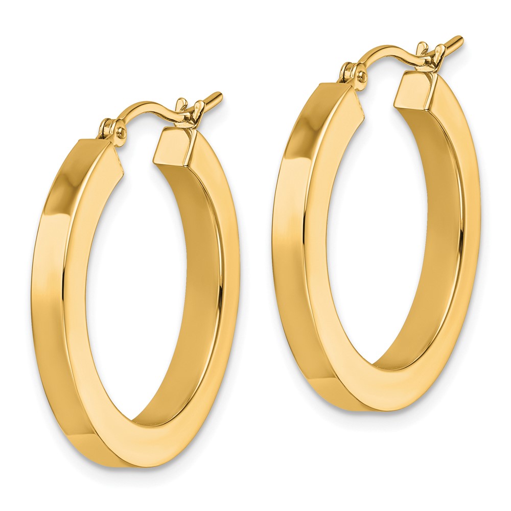 10K 3mm Polished Square Hoop Earrings