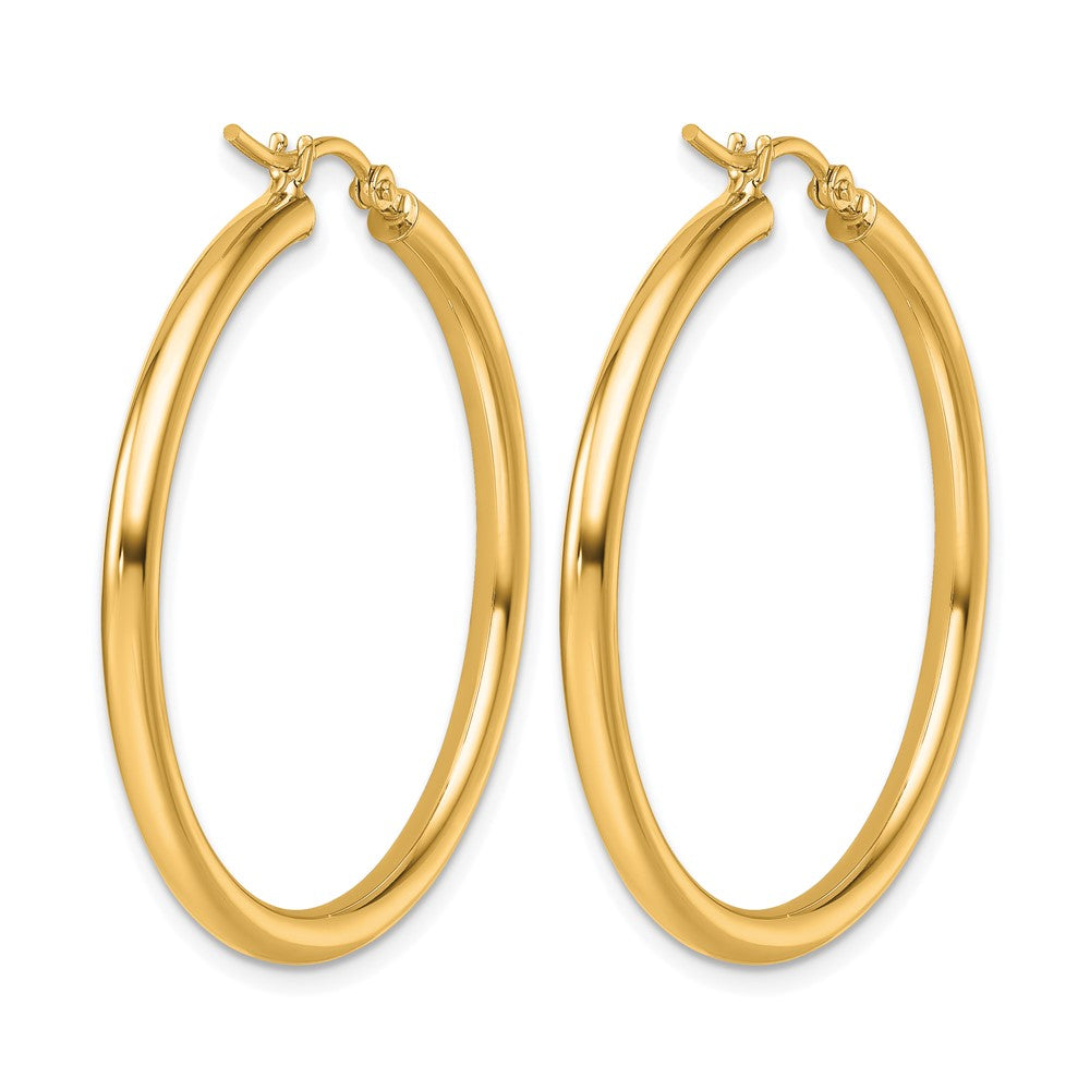 10K Polished 2.5mm Lightweight Tube Hoop Earrings
