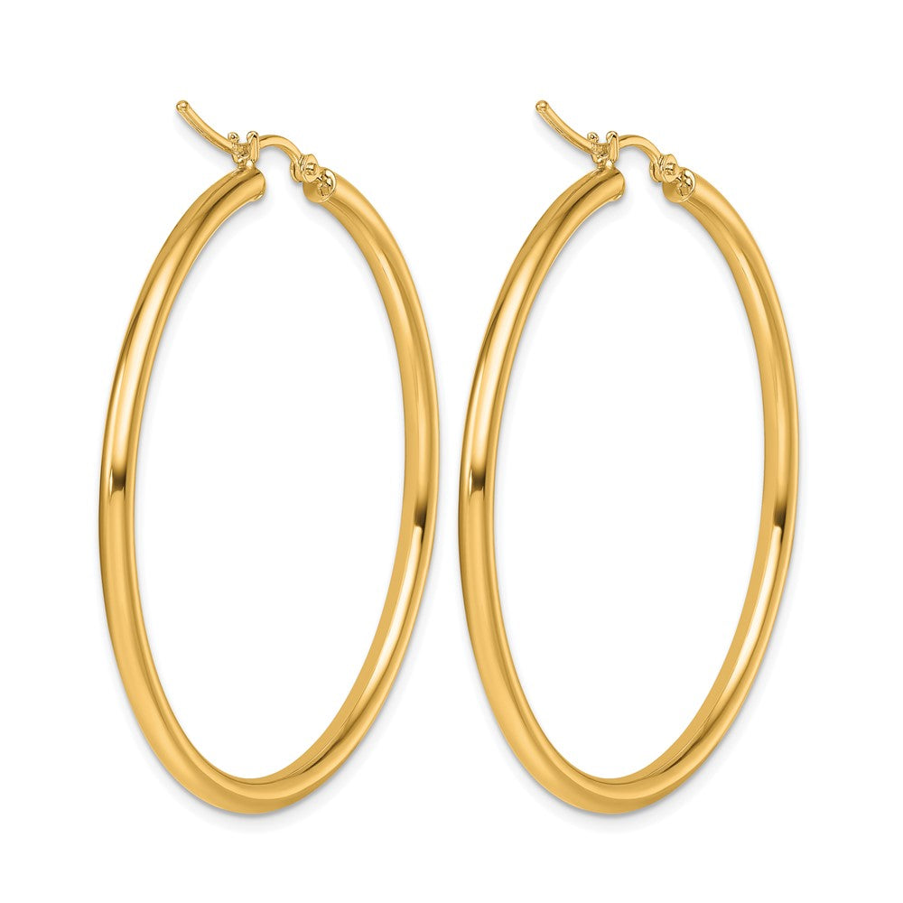 10K Polished 2.5mm Lightweight Tube Hoop Earrings