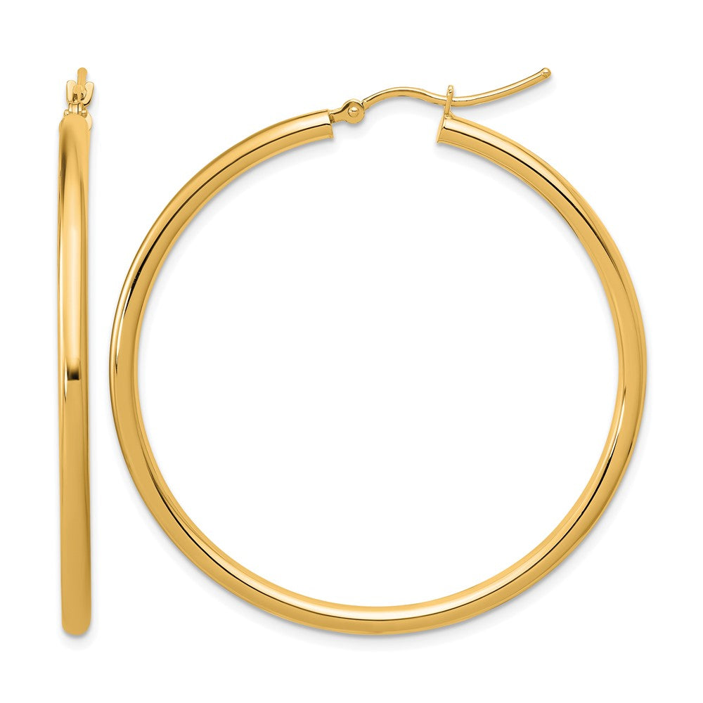 10K Polished 2.5mm Lightweight Tube Hoop Earrings