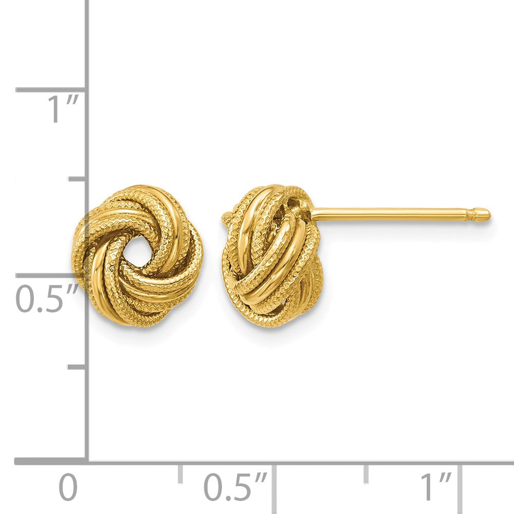 10K Love Knot Polished and Textured Post Earrings