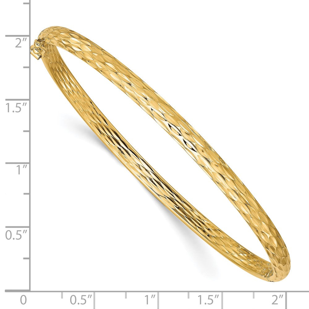 10K Polished and Diamond-cut Hinged Bangle
