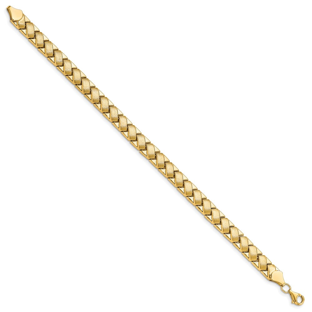 10K Polished and Brushed Fancy Link Bracelet