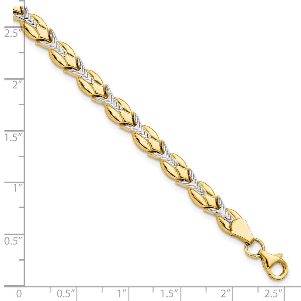 10K with White Rhodium Polished/Diamond-cut Bracelet