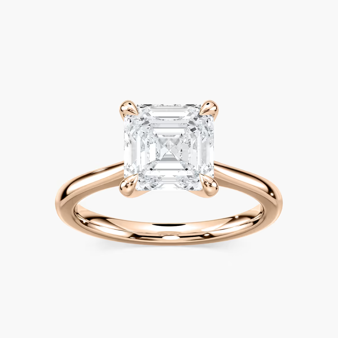 *Asscher Dior Claw Prong Solitaire Stackable