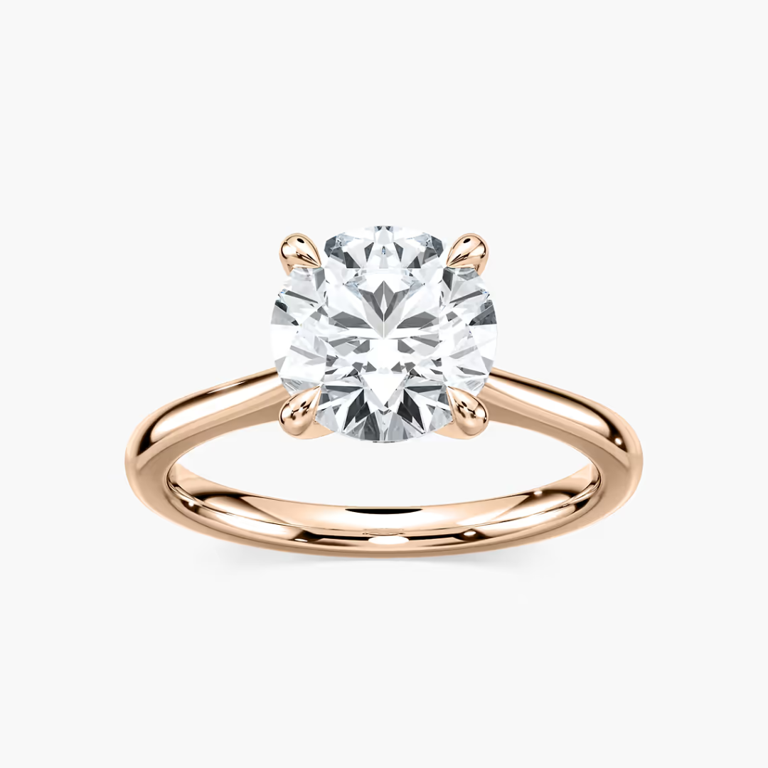 Round Dior Claw Prong Solitaire Stackable