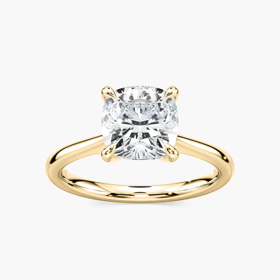 *Cushion Dior Claw Prong Solitaire Stackable