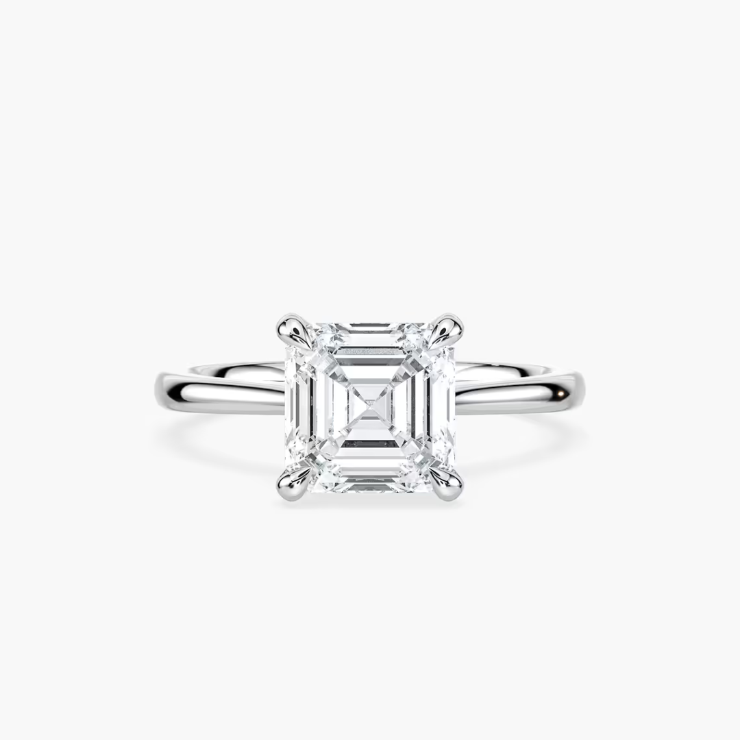 *Asscher Dior Claw Prong Solitaire Stackable