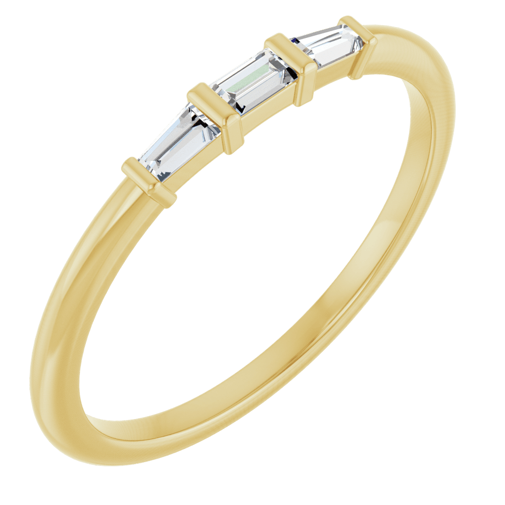 Symétrie 14K Yellow Gold Natural Baguette Diamond Stacking Ring – 1/6 CTW