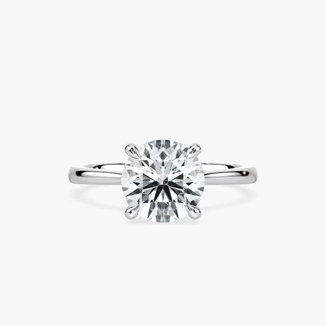 Round Dior Claw Prong Solitaire Stackable