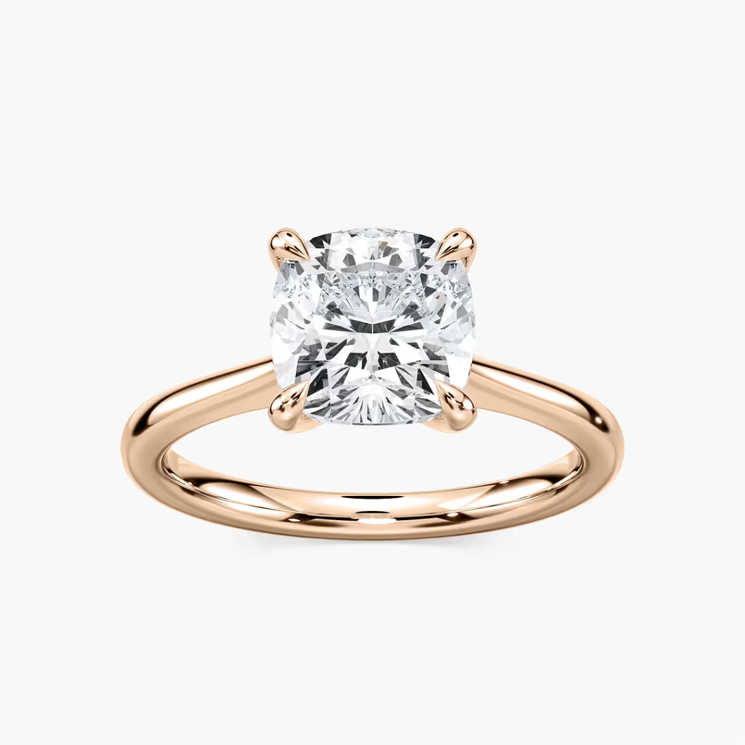 *Cushion Dior Claw Prong Solitaire Stackable