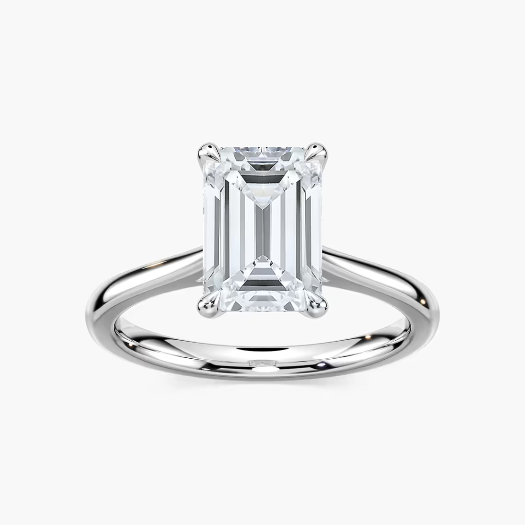 *Emerald Dior Claw Prong Solitaire Stackable