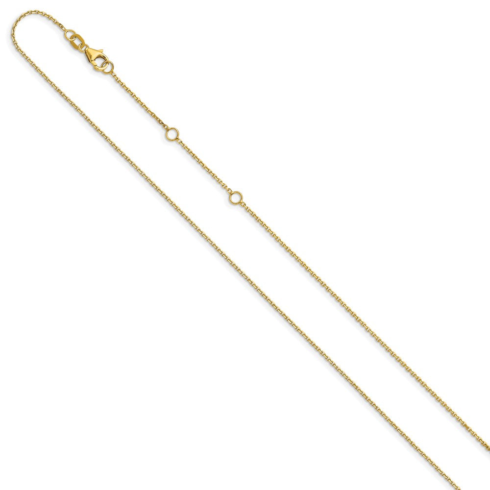 14K 1.1mm Diamond-cut Square Cable 1in+1in Adjustable Chain