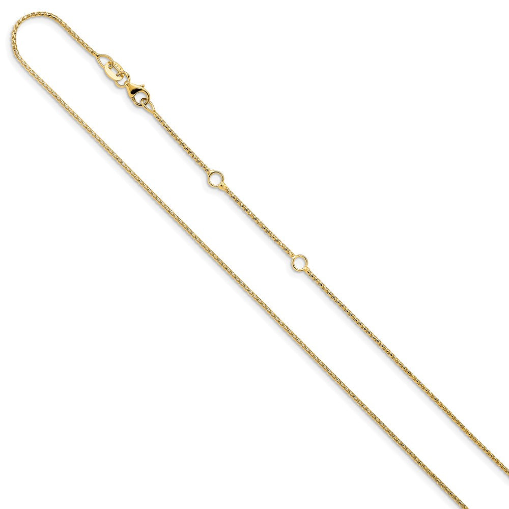 14K 1mm Diamond-cut Open Franco 1in+1in Adjustable Chain