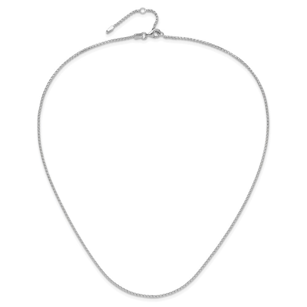 14K White Gold 1.4mm Diamond-cut Open Franco 1in+1in Adjustable Chain