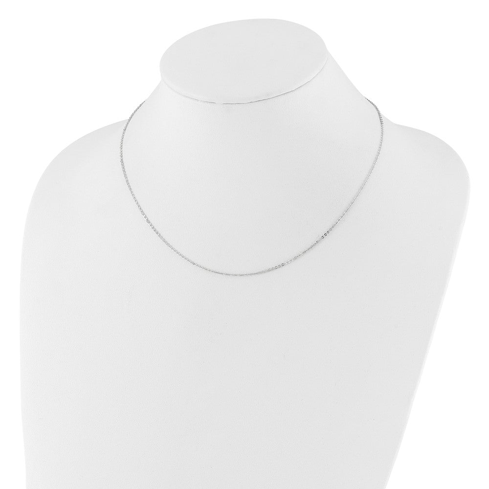 14K White Gold 1.2mm Flat Cable 1in+1in Adjustable Chain