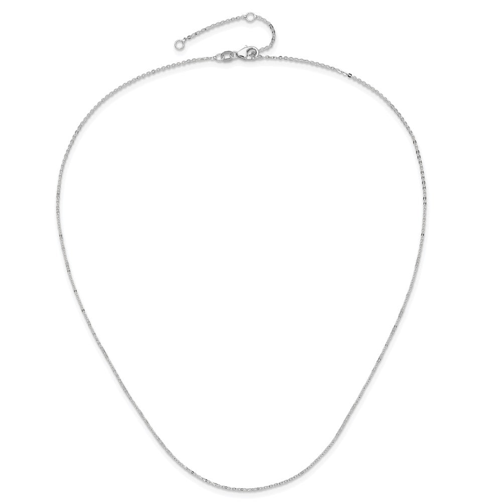 14K White Gold 1.2mm Flat Cable 1in+1in Adjustable Chain
