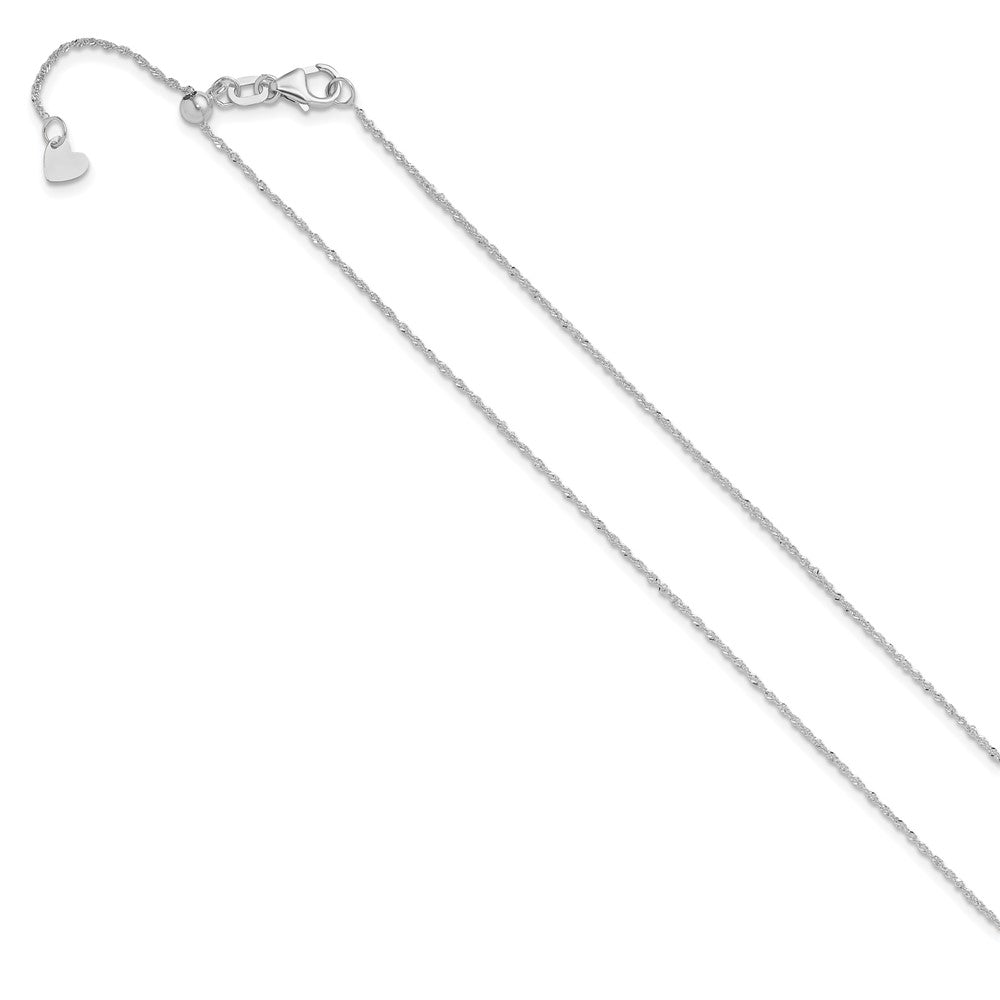 14K White Gold Adjustable .8mm Sparkle Singapore Chain
