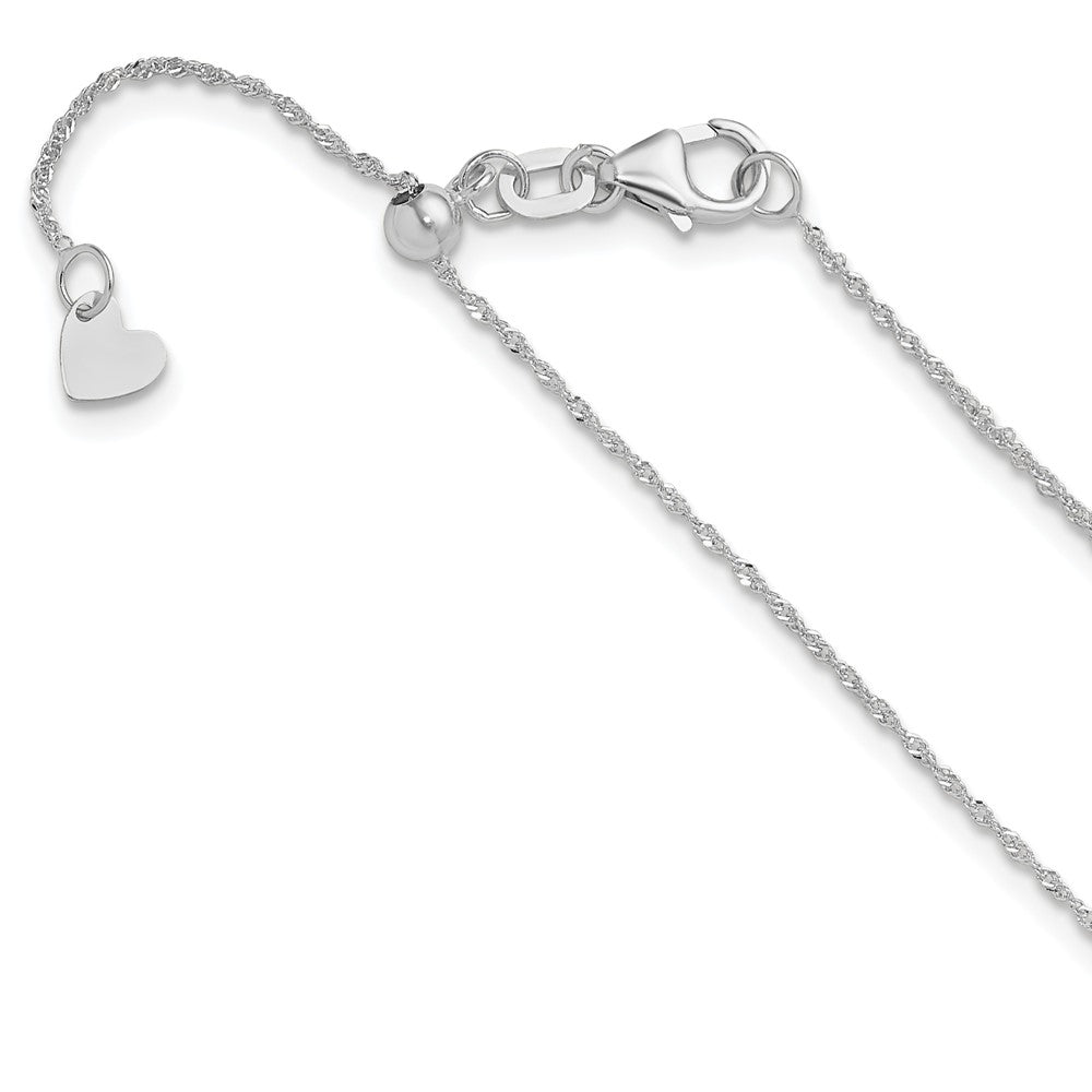 14K White Gold Adjustable .8mm Sparkle Singapore Chain