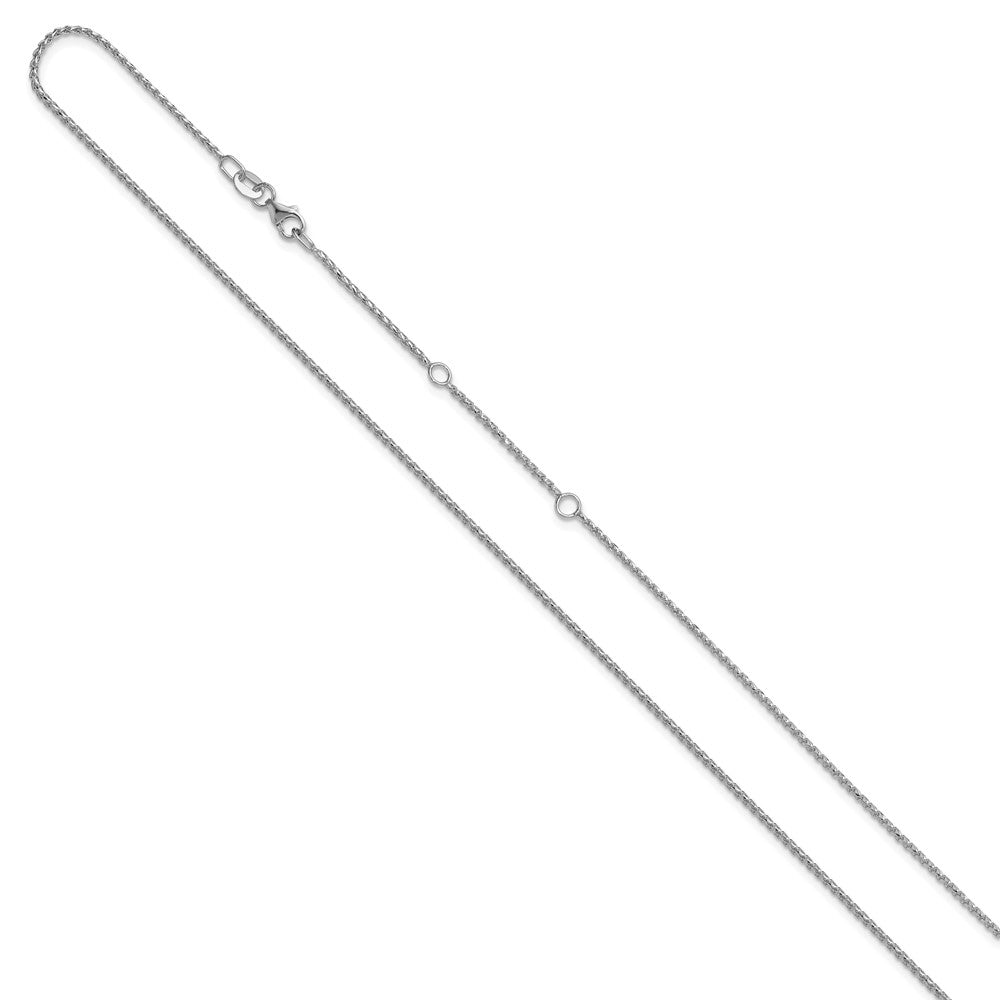 14K White Gold 1.15mm Diamond-cut Open Franco 1in+1in Adjustable Chain
