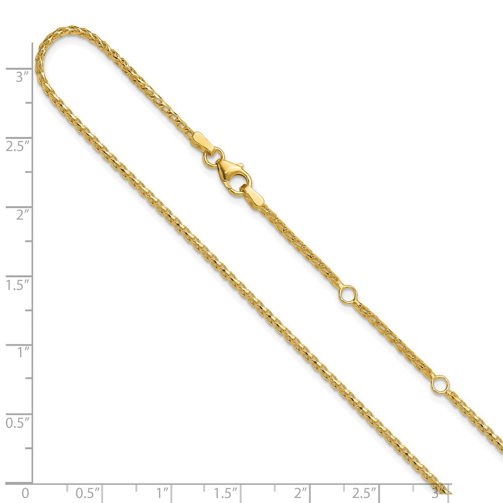 14K 1.65mm Diamond-cut Open Franco 1in+1in Adjustable Chain