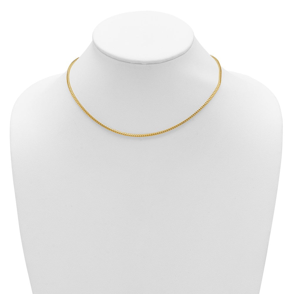 14K 2.1mm Diamond-cut Open Franco 1in+1in Adjustable Chain