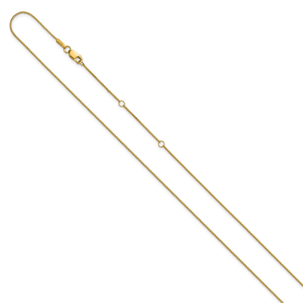 14K .85mm Diamond-cut Spiga 1in+1in Adjustable Chain