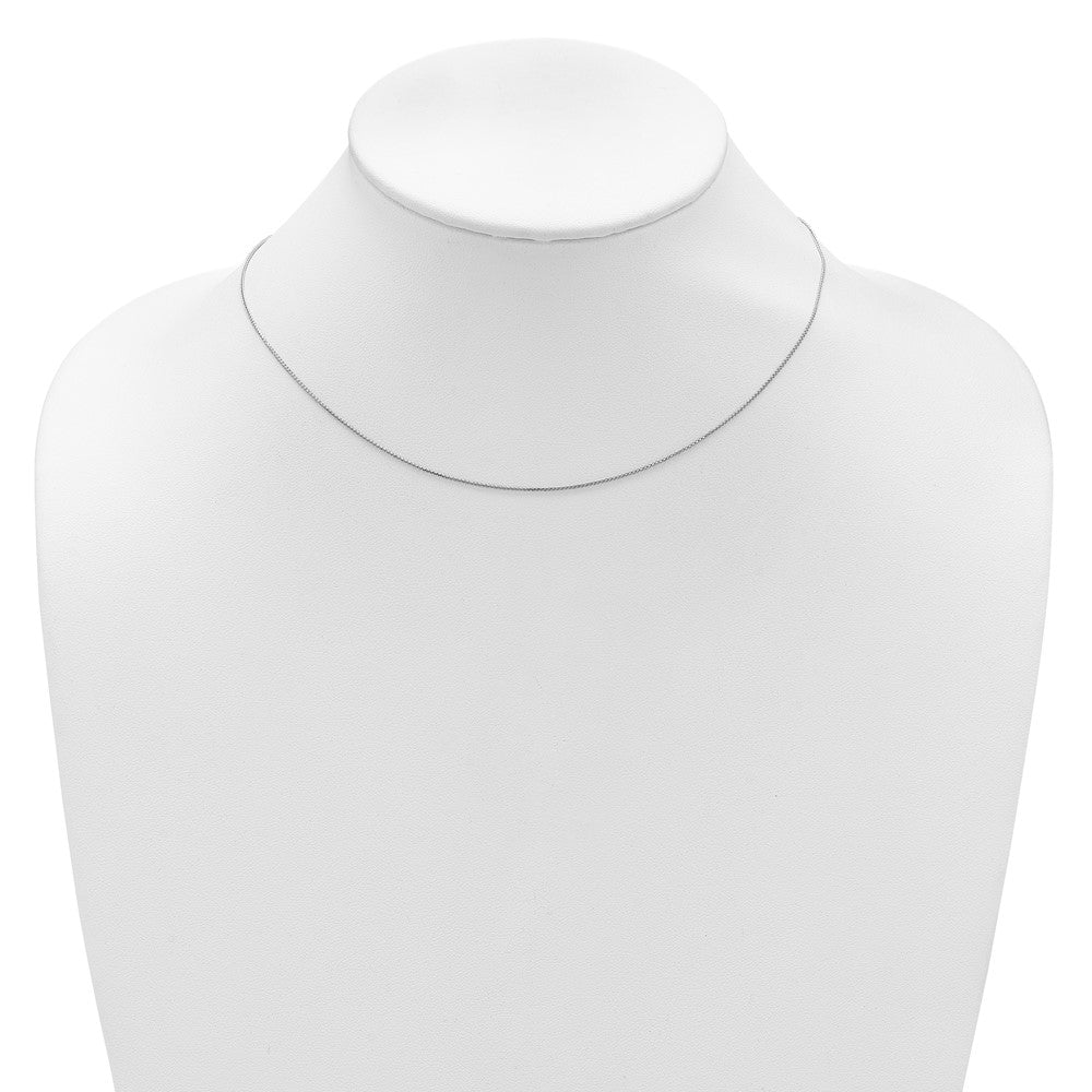 14K White Gold .85mm Diamond-cut Spiga 1in+1in Adjustable Chain