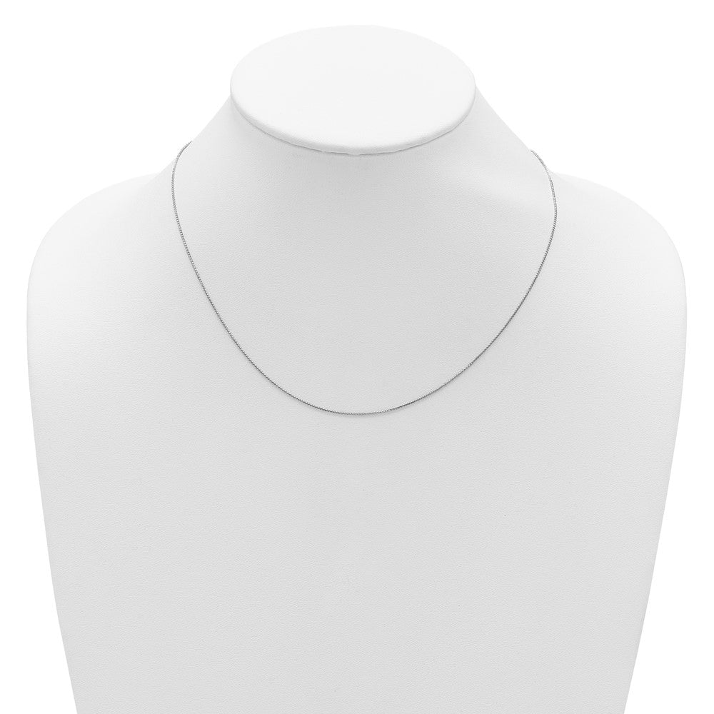 14K White Gold .85mm Diamond-cut Spiga 1in+1in Adjustable Chain