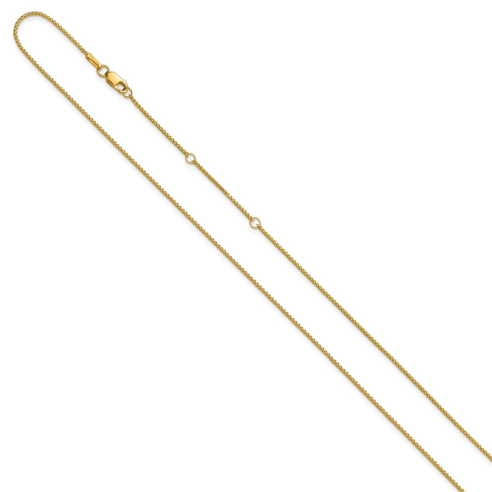 14K 1mm Diamond-cut Spiga 1in+1in Adjustable Chain