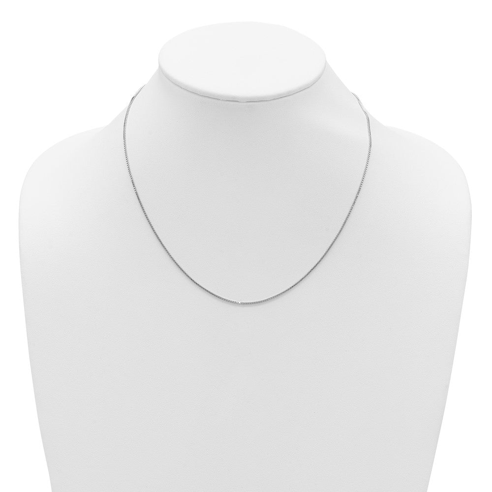 14K White Gold 1.05mm Box 1in+1in Adjustable Chain