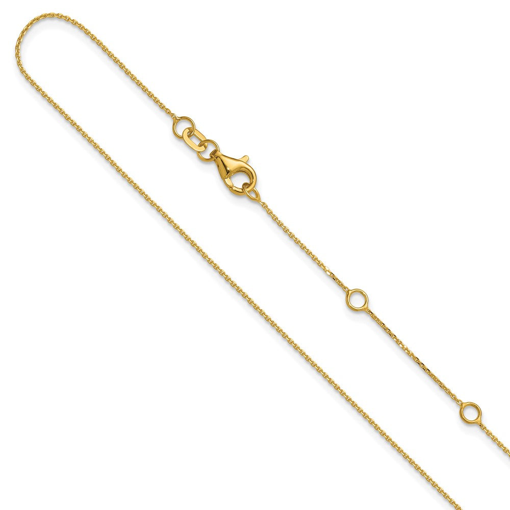 14K .85mm Diamond-cut Square Cable 1in+1in Adjustable Chain