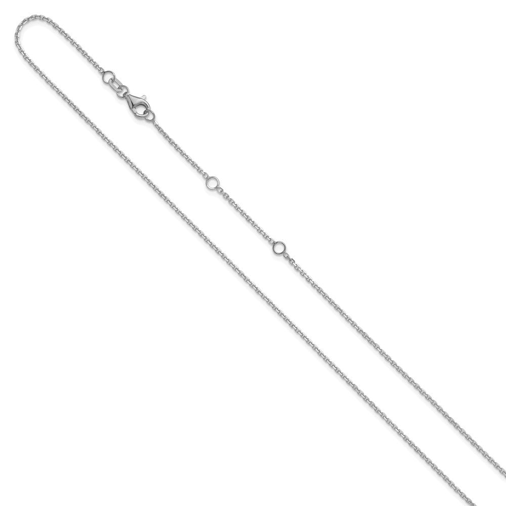14K White Gold 1.4mm Diamond-cut Square Cable 1in+1in Adjustable Chain