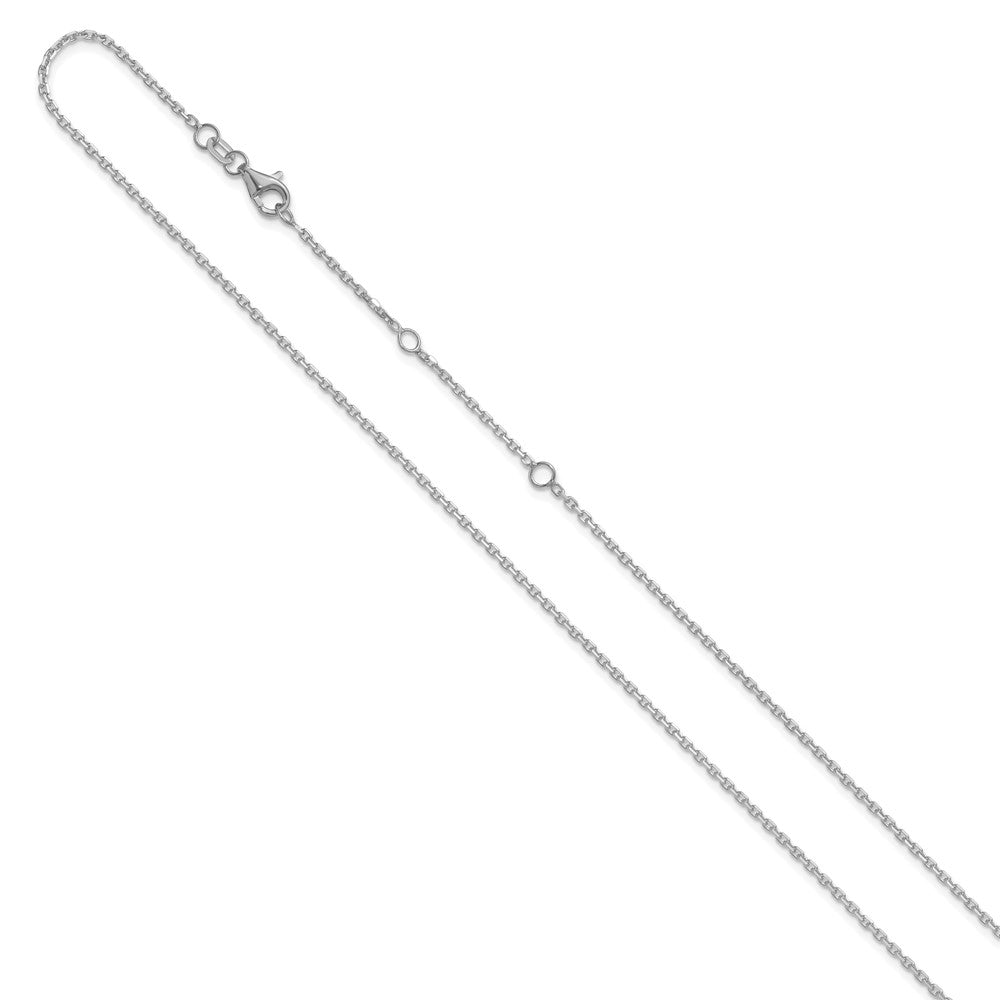 14K White Gold 1.5mm Diamond-cut Square Cable 1in+1in Adjustable Chain