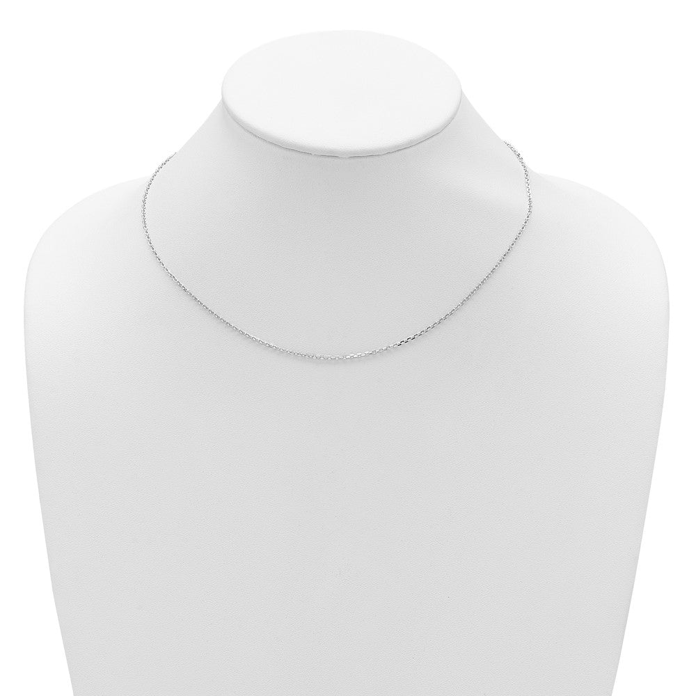 14K White Gold 1.5mm Diamond-cut Square Cable 1in+1in Adjustable Chain