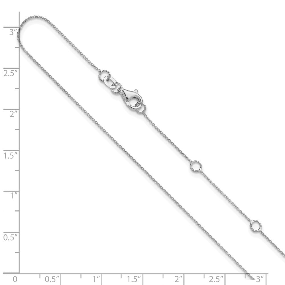 14K White Gold .8mm Round Cable 1in+1in Adjustable Chain