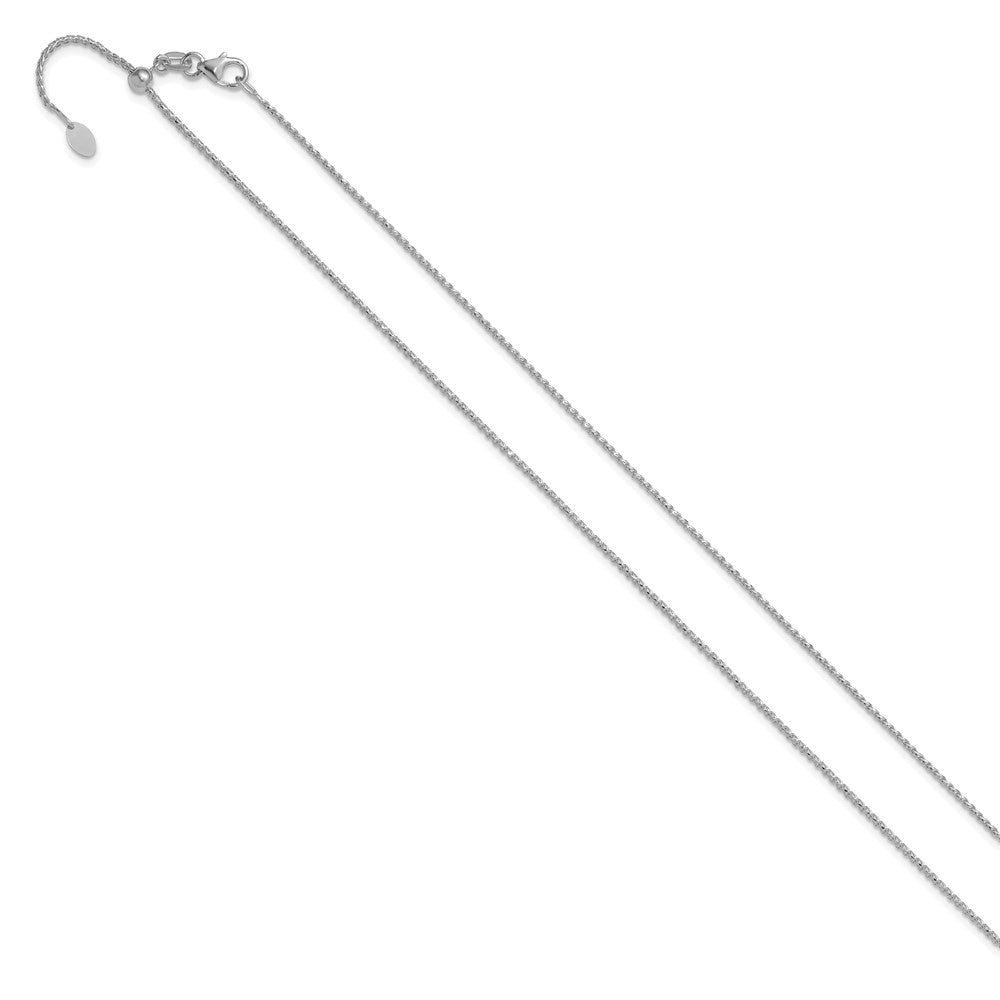14K White Gold Adjustable 1.15mm Diamond-cut Open Franco Chain