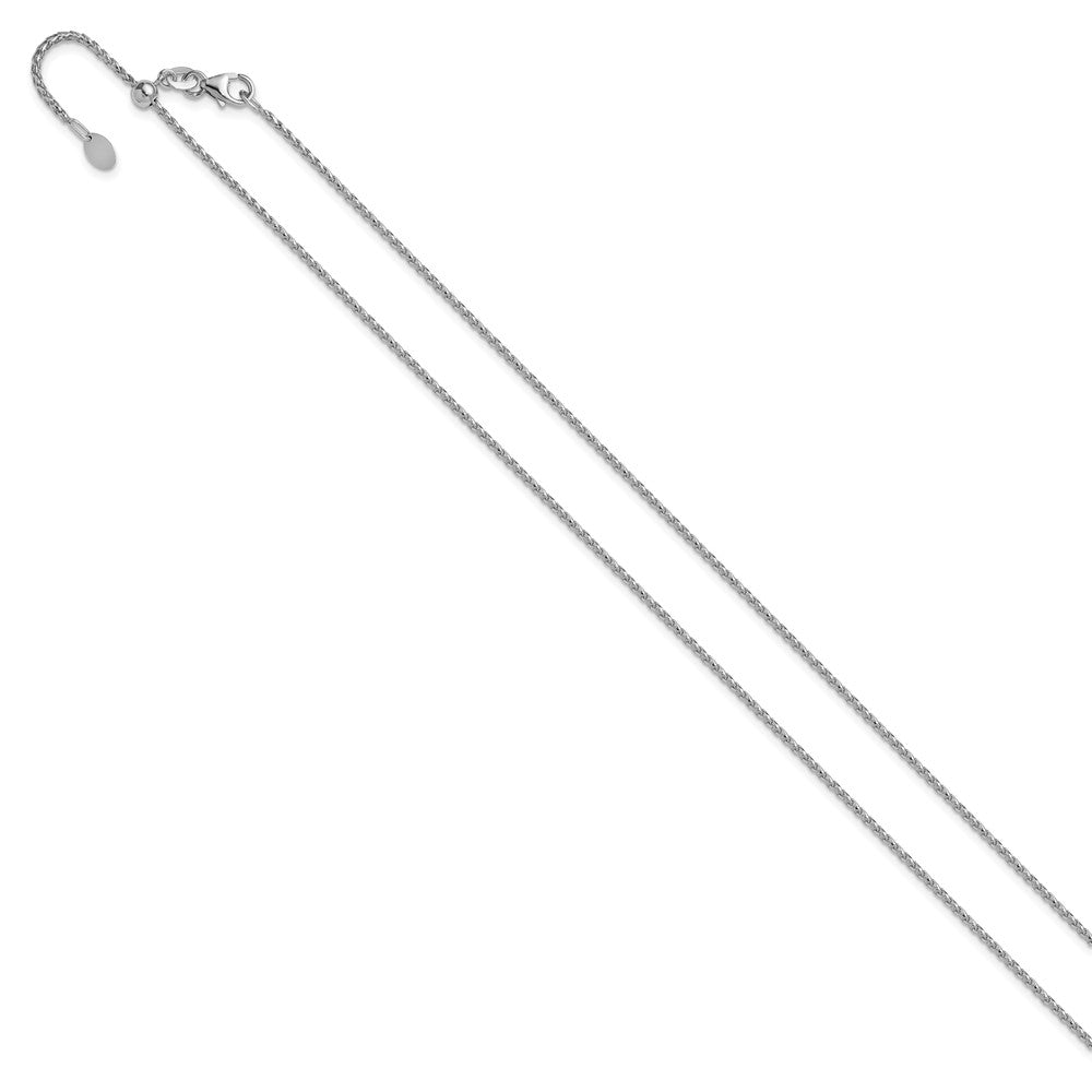 14K White Gold Adjustable 1.4mm Diamond-cut Open Franco Chain