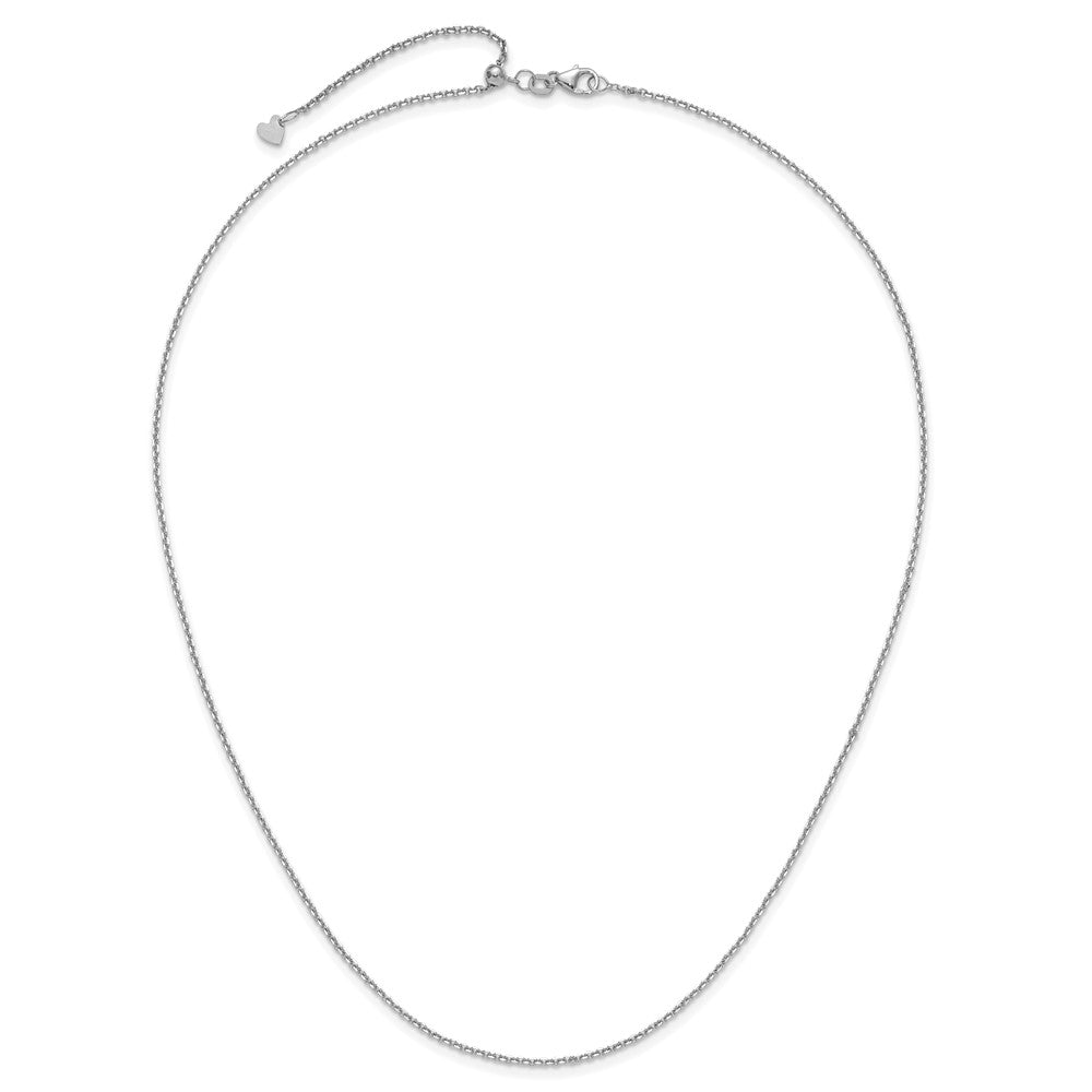 14K White Gold Adjustable 1.4mm Diamond-cut Cable Chain