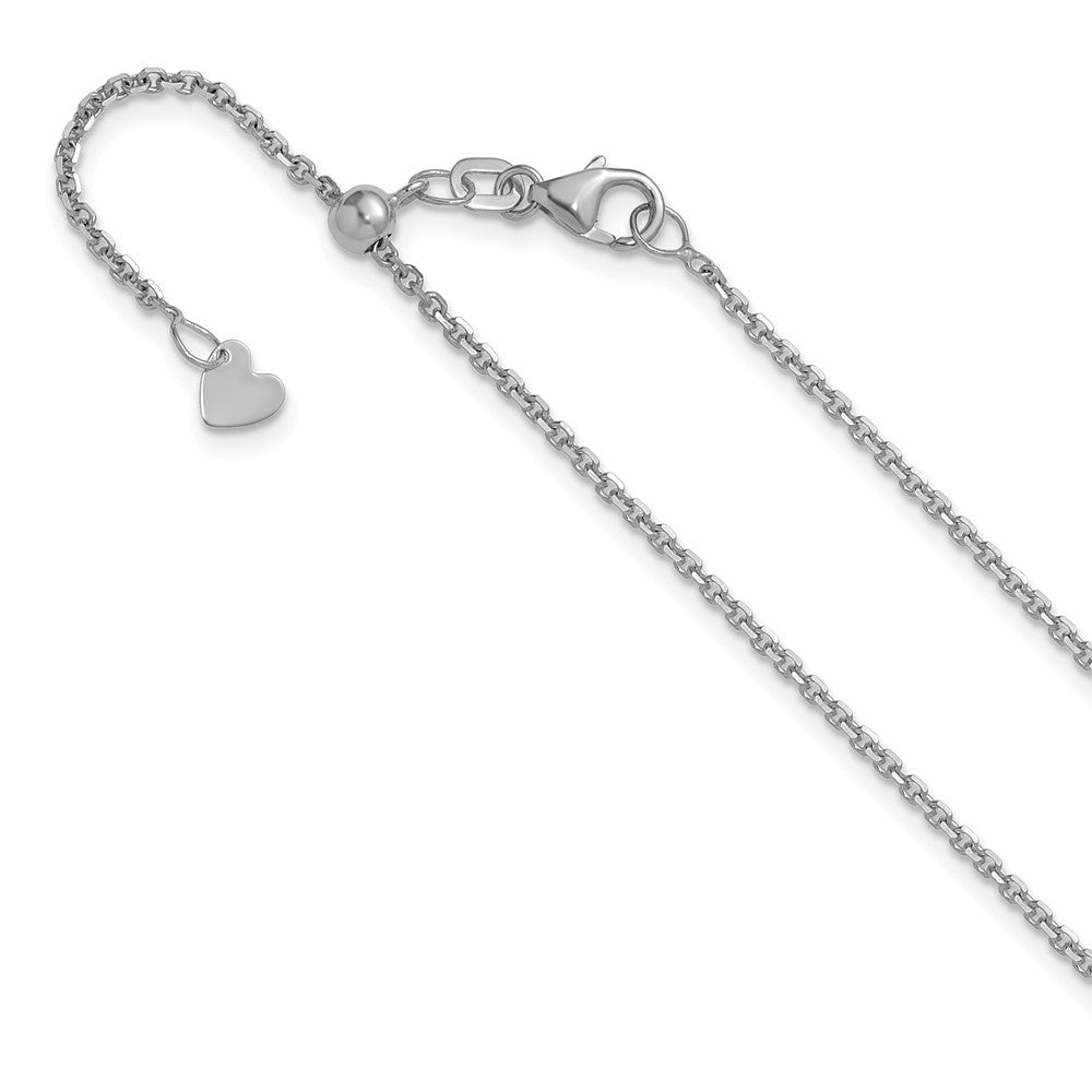 14K White Gold Adjustable 1.4mm Diamond-cut Cable Chain