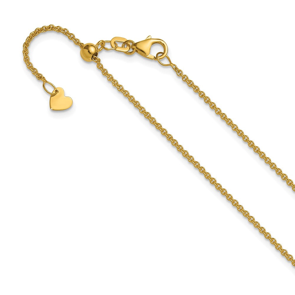 14K Solid Adjustable 1.4mm Round Cable Chain