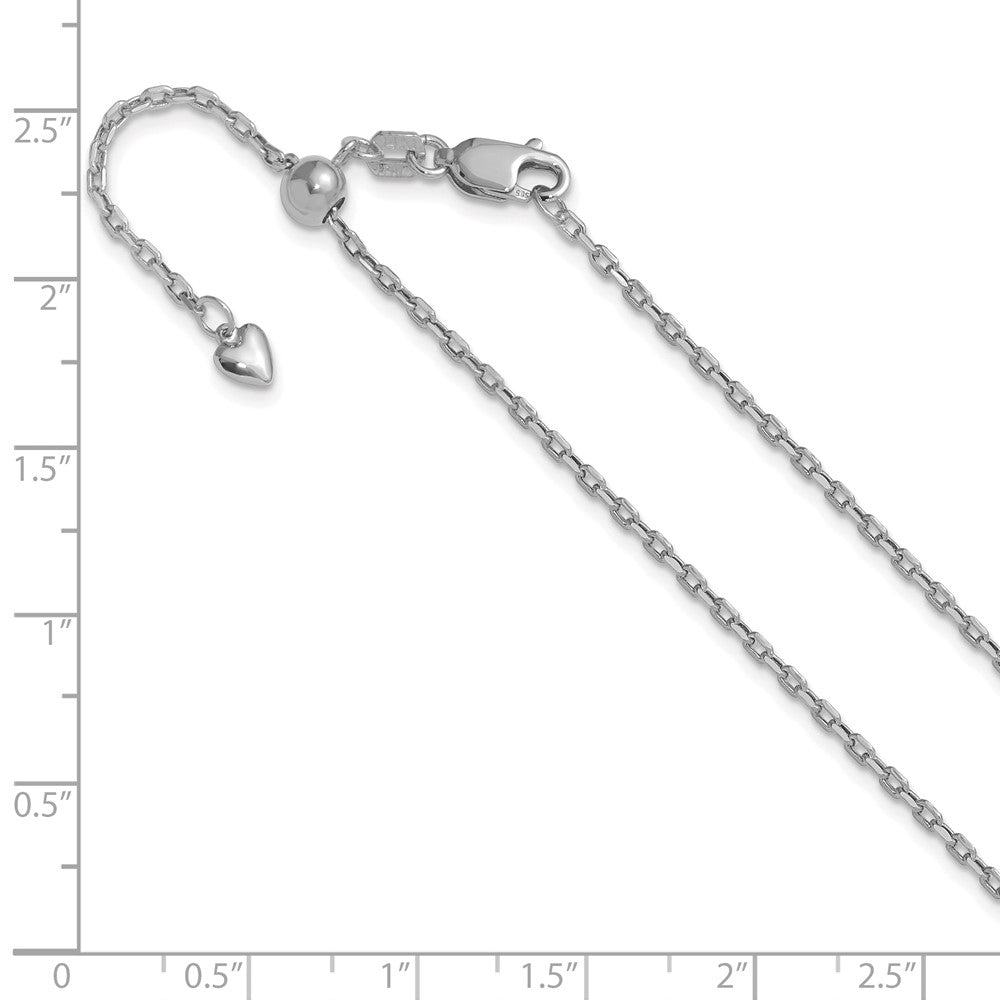 14K White Gold Adjustable 1.65mm Semi-Solid Diamond-cut Cable Chain
