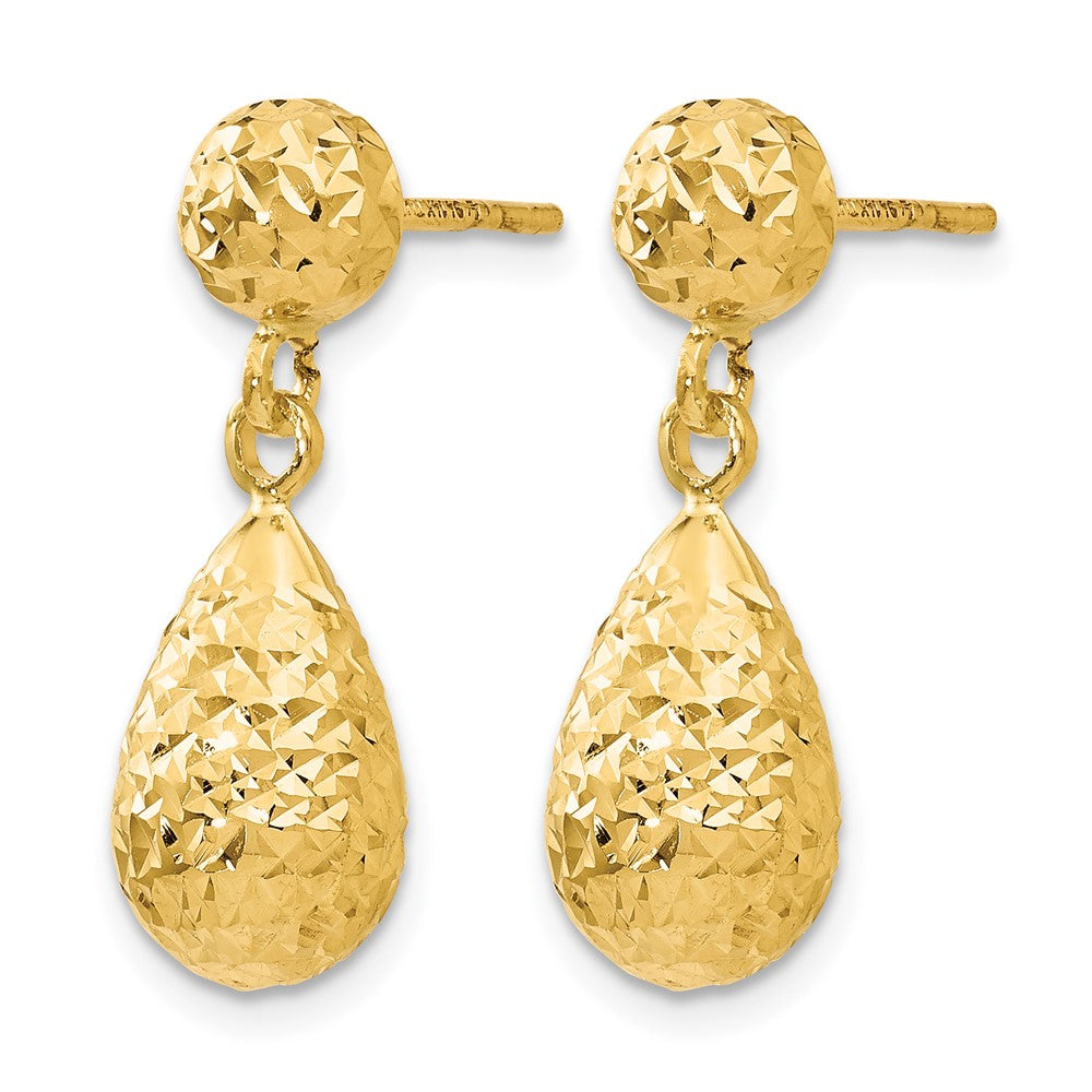 14K Diamond-cut Post Dangle Earrings